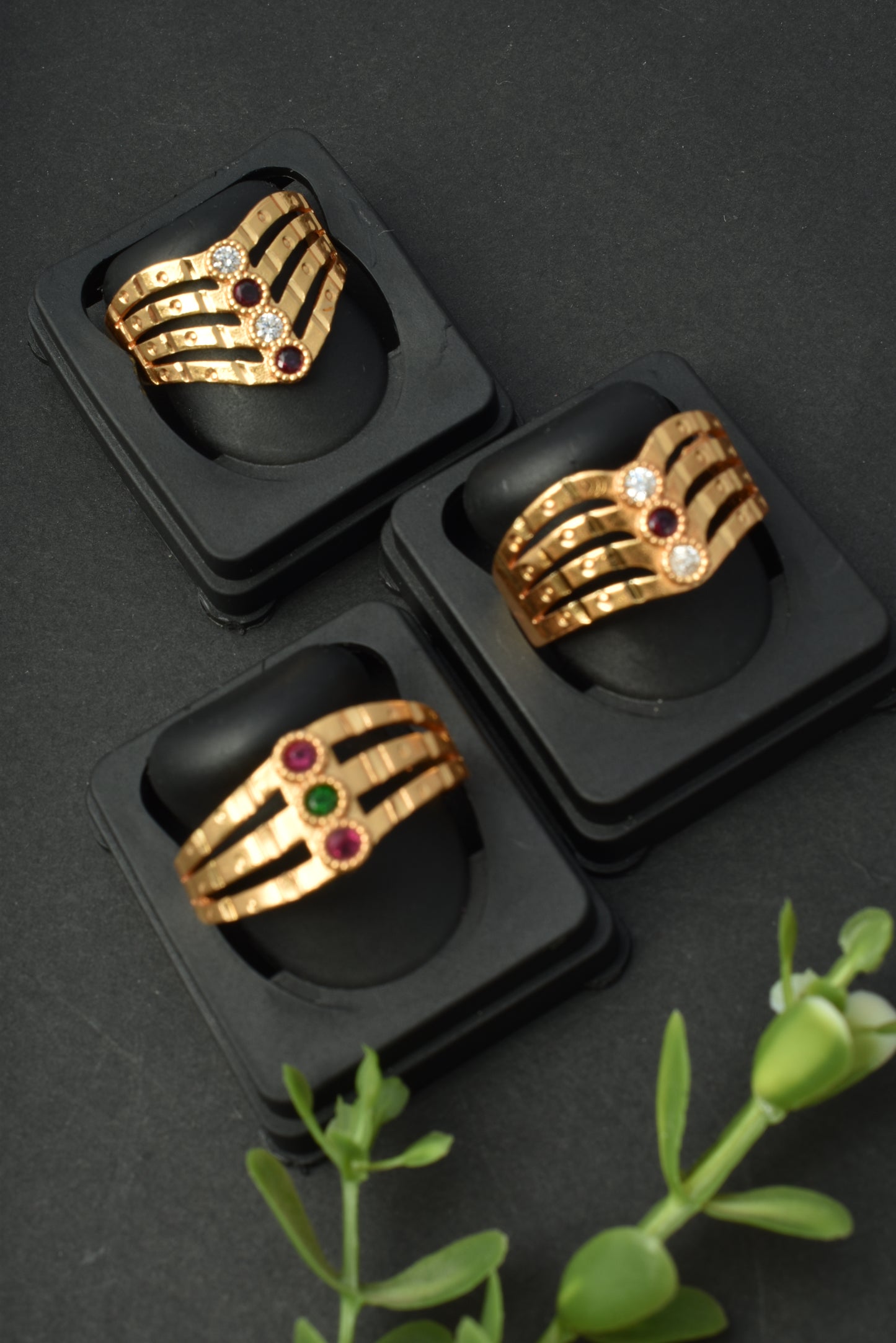 Women's Traditional Ethnic Combo of 3 Statement Ring