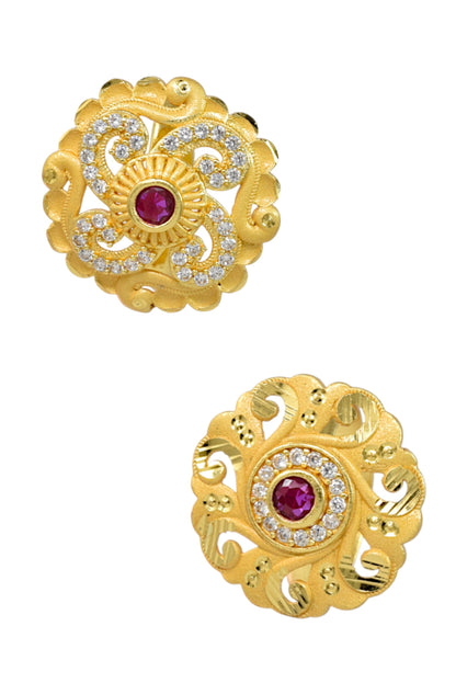 Combo set of 2-Elegant Floral AD Studded Adjustable Ring for Women
