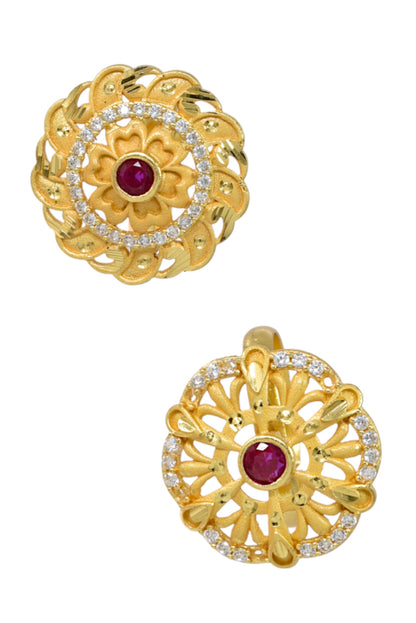 Combo set of 2-Elegant Floral AD Studded Adjustable Ring for Women
