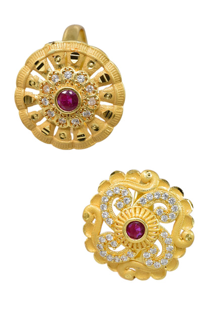 Combo set of 2-Luxury Flower Design Gold Plated AD Ring – Adjustable