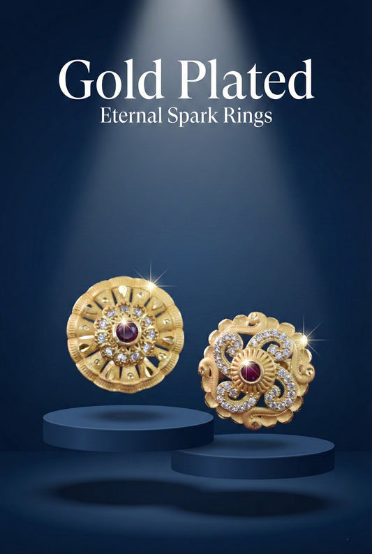 Combo set of 2-Luxury Flower Design Gold Plated AD Ring – Adjustable