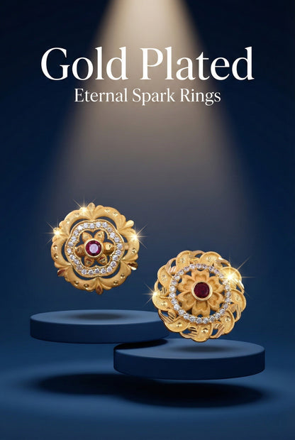 Combo set of 3-Luxury Flower Design Gold Plated AD Ring – Adjustable