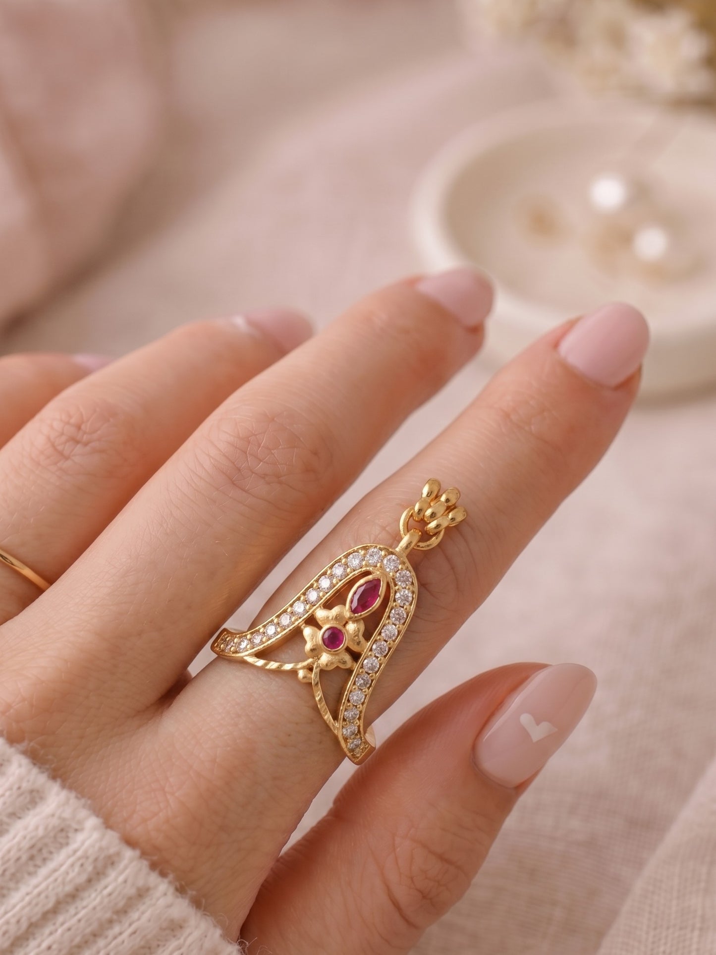 Women's Ethnic Statement Ring for Festive, Wedding