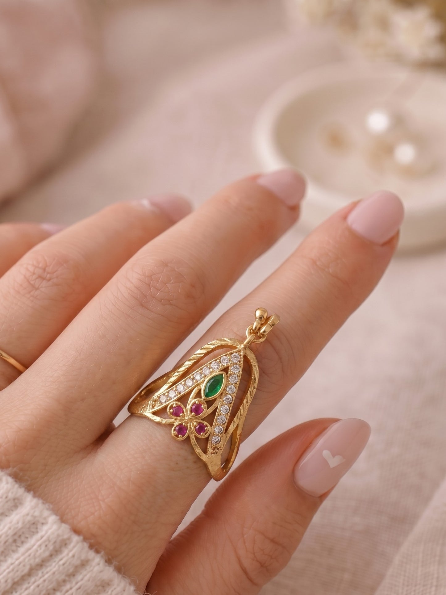 Women's Ethnic Statement Ring for Festive, Wedding
