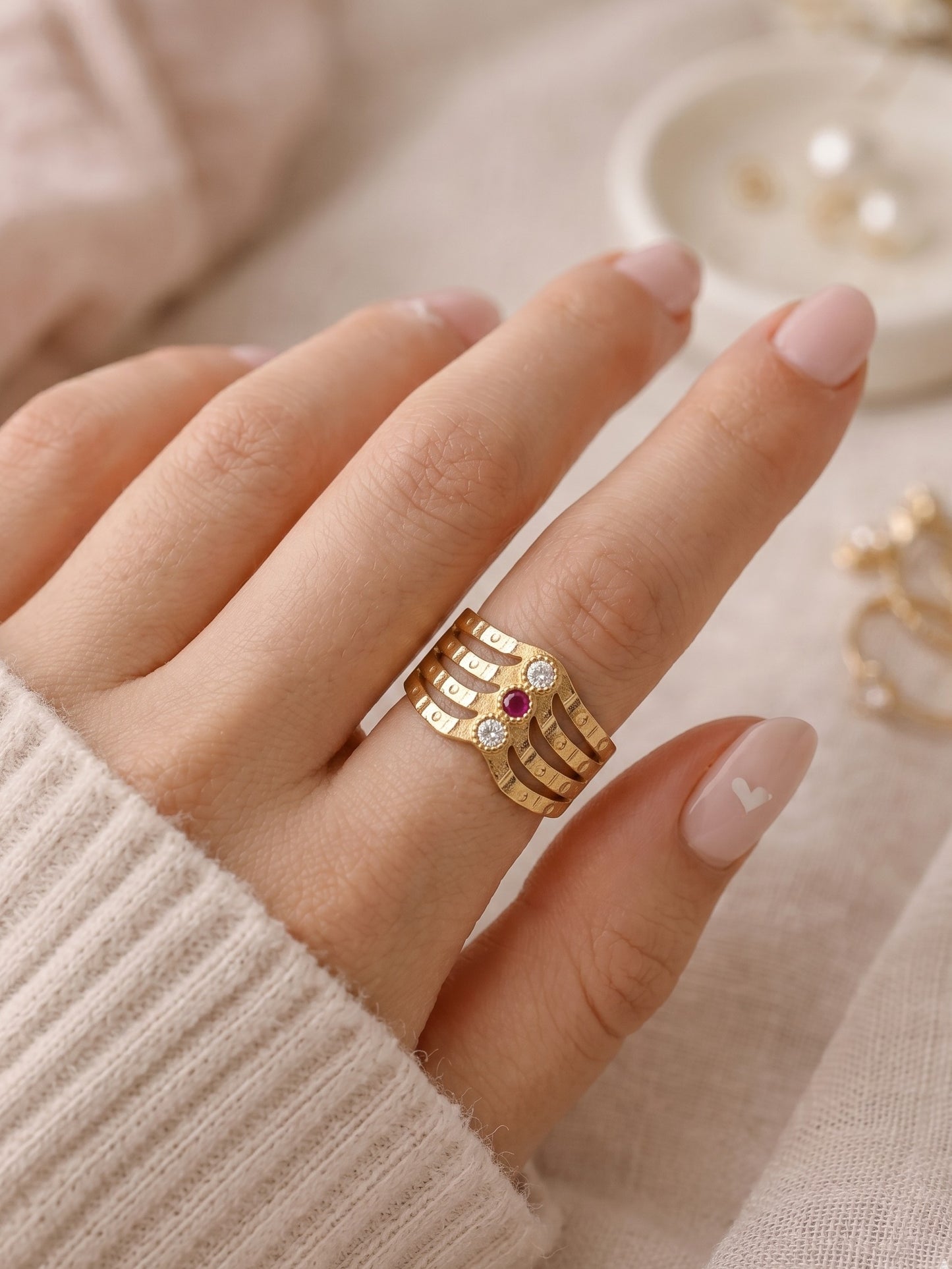 Women's Ethnic Statement Ring for Festive, Wedding