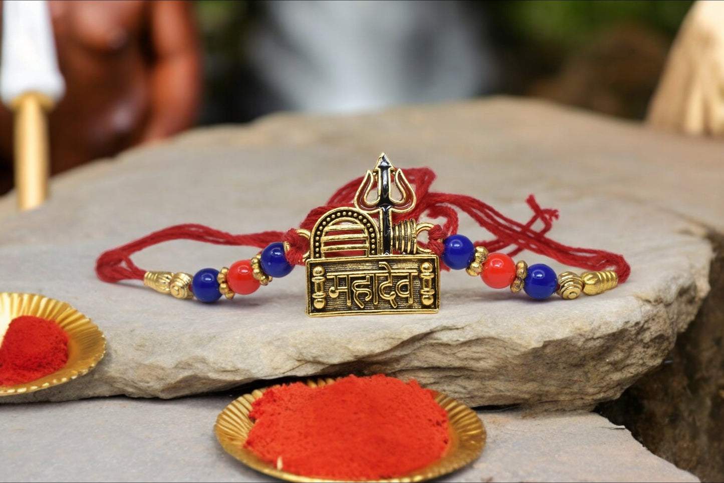 Unique Designer OM with Mahadev  Aesthtic Rakhis  Divine Goldplated  Multicolored  Rakhis  Set of 5 Rakhi   with Pack of Roli Chawal n Card |rakhi for brother|Bhaiya Rakhi | Kids rakhi |Rakhi for kids|Rakhi for Bhaiya