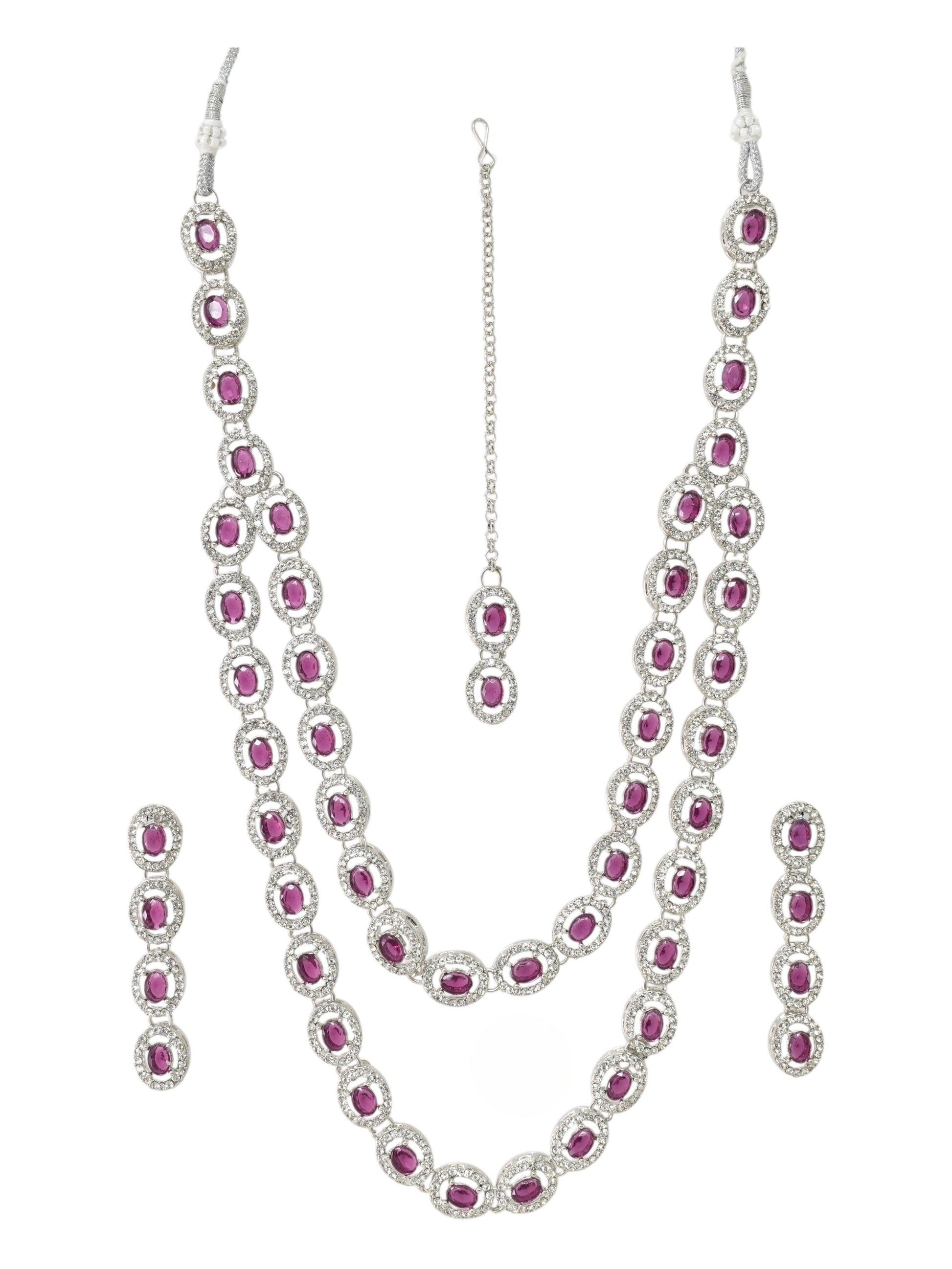 Necklace,american diamond set,ad set,silver set