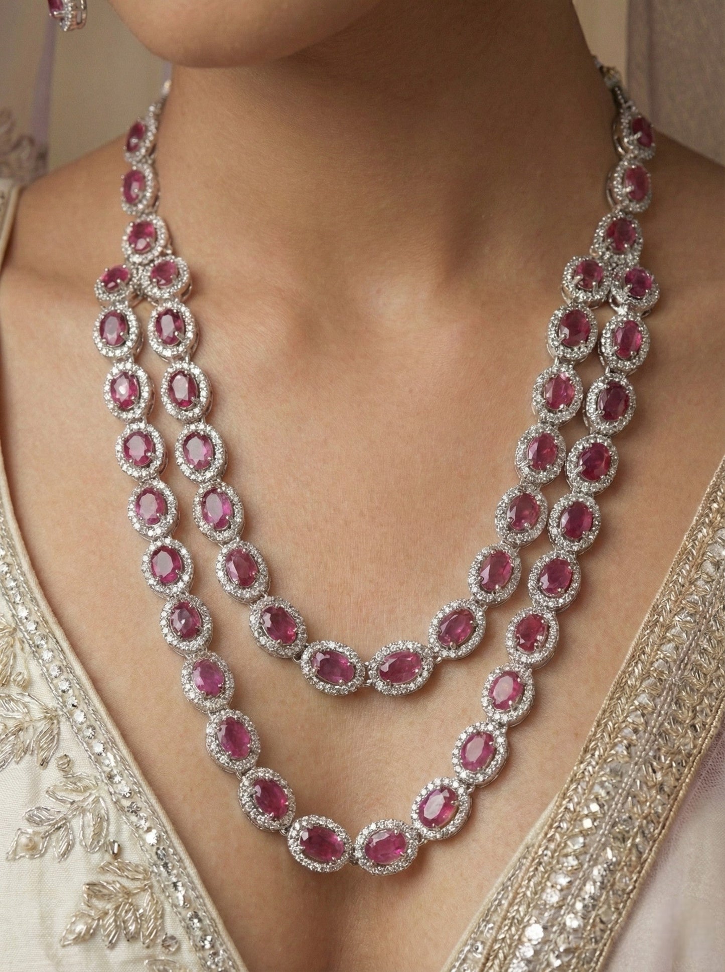 Necklace,american diamond set,ad set,silver set