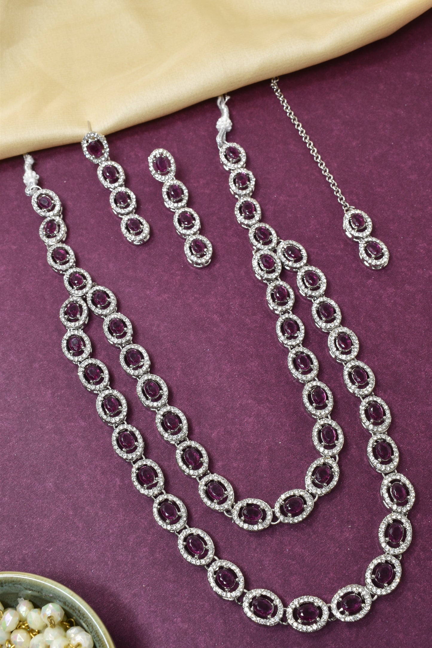Necklace,american diamond set,ad set,silver set