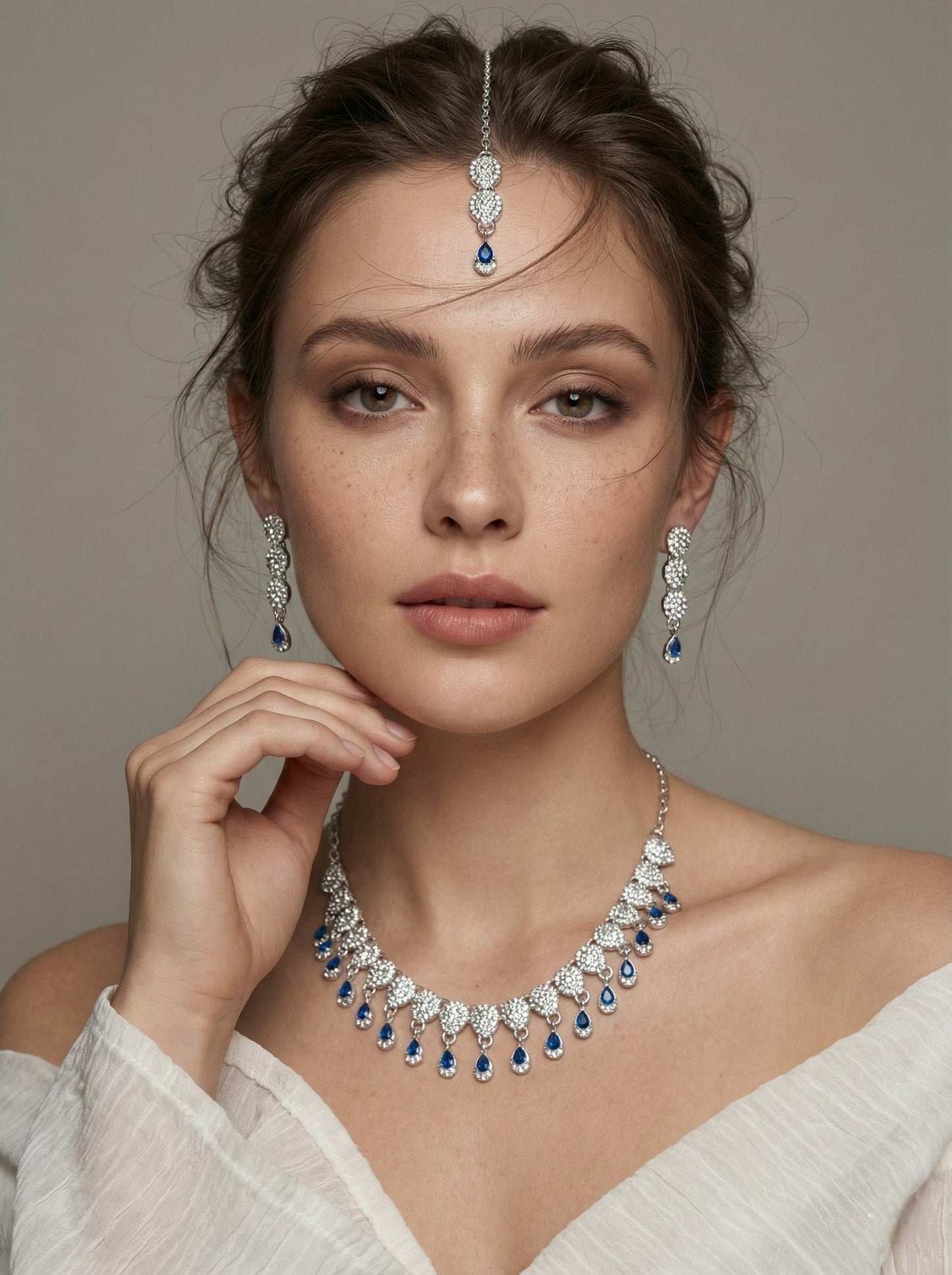 Necklace,american diamond set,ad set,silver set