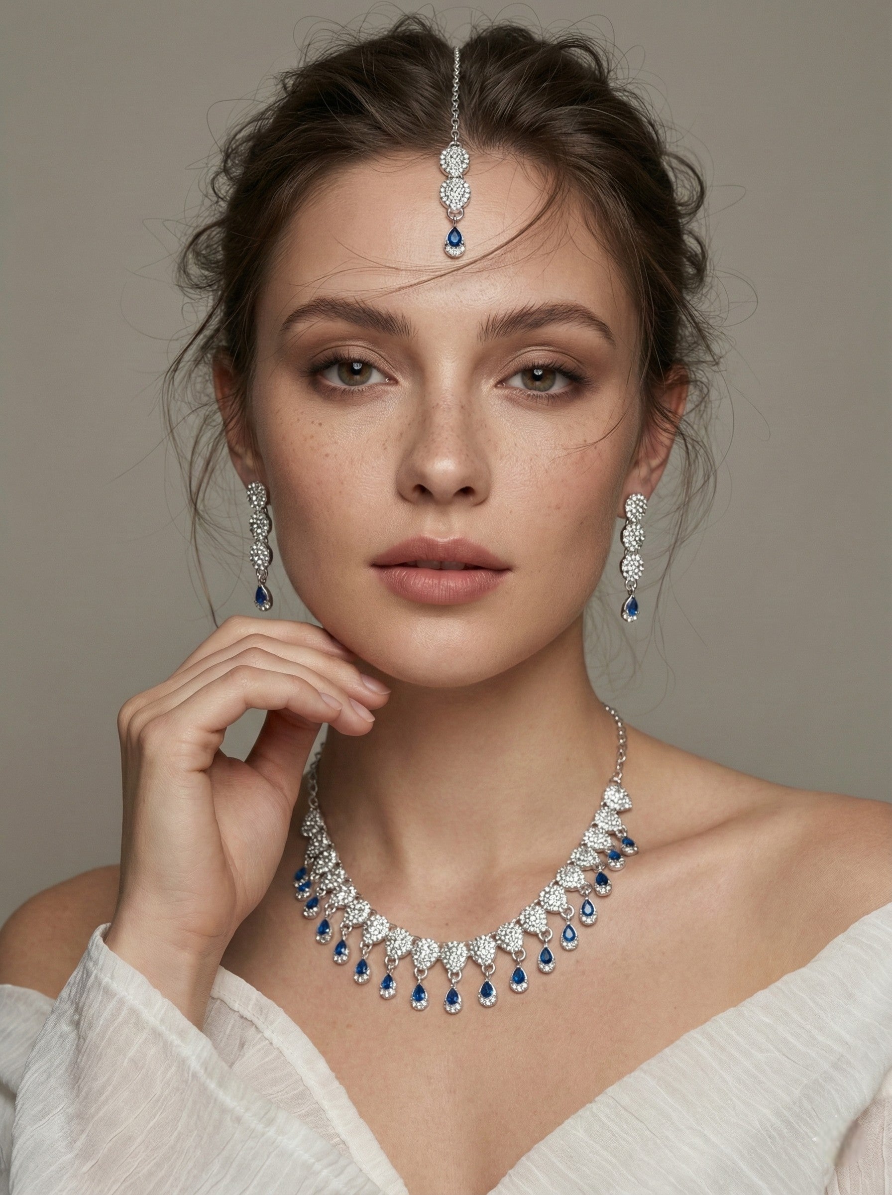 Necklace,american diamond set,ad set,silver set