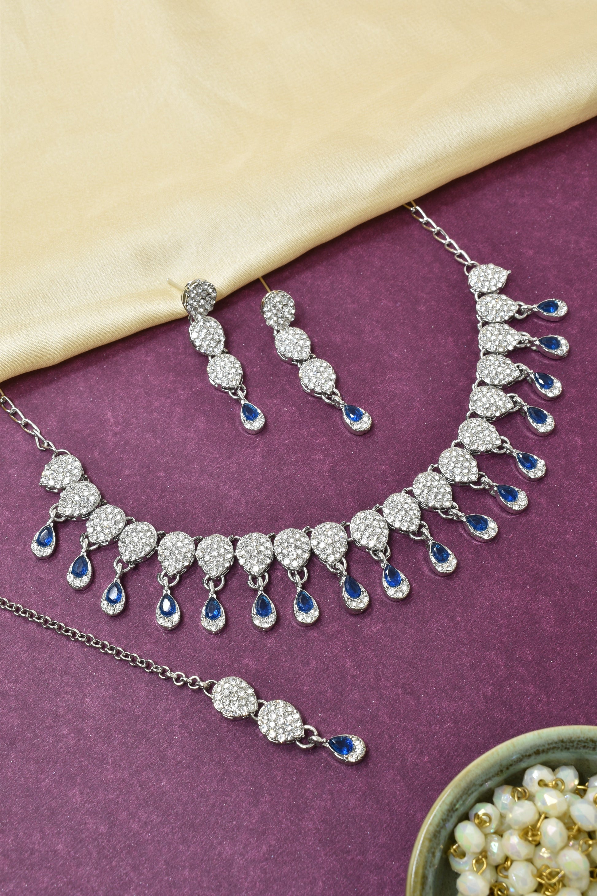 Necklace,american diamond set,ad set,silver set