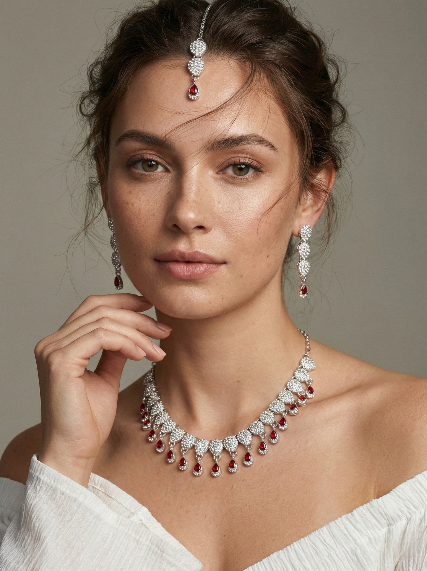 Necklace,american diamond set,ad set,silver set