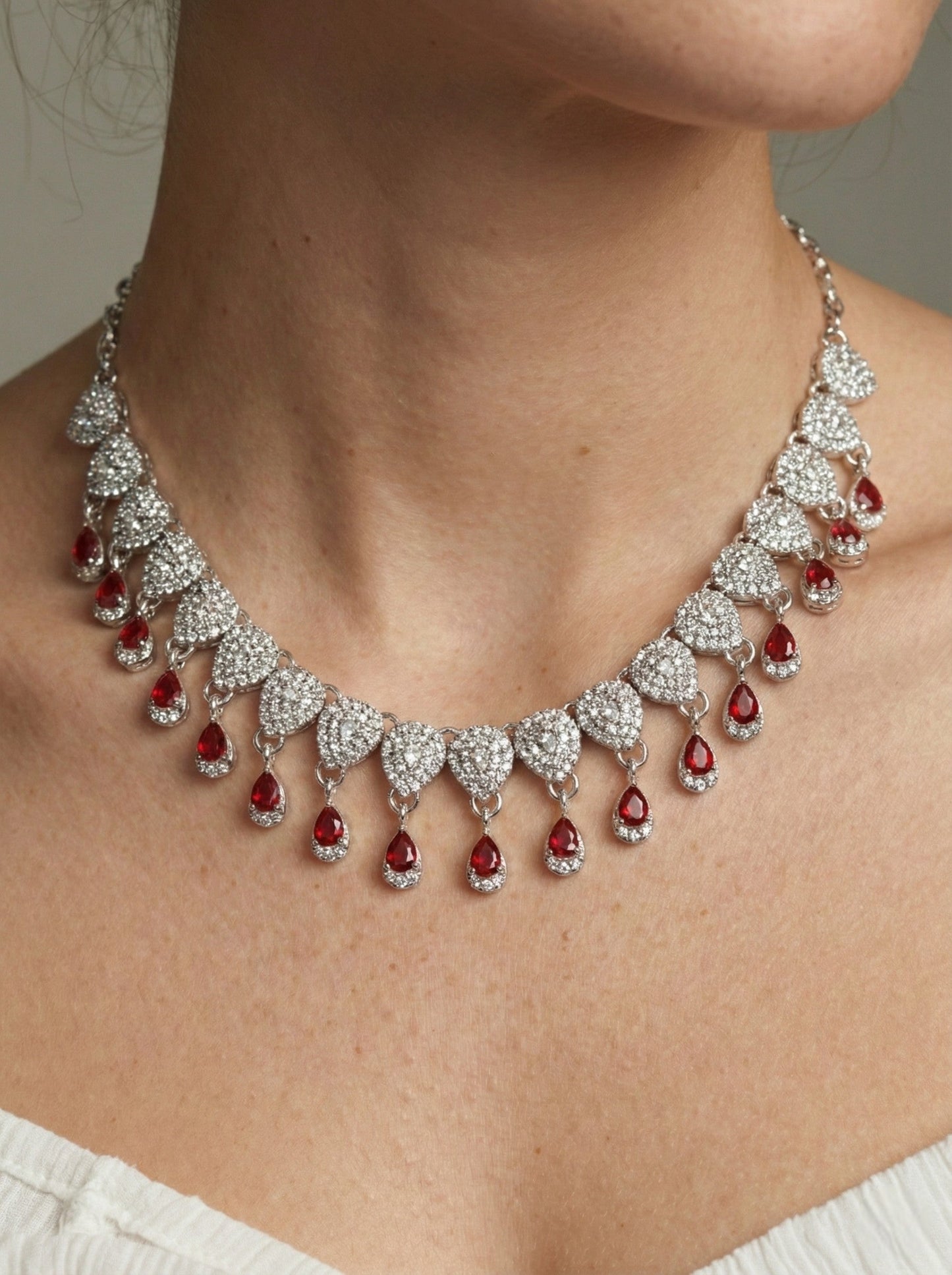 Necklace,american diamond set,ad set,silver set