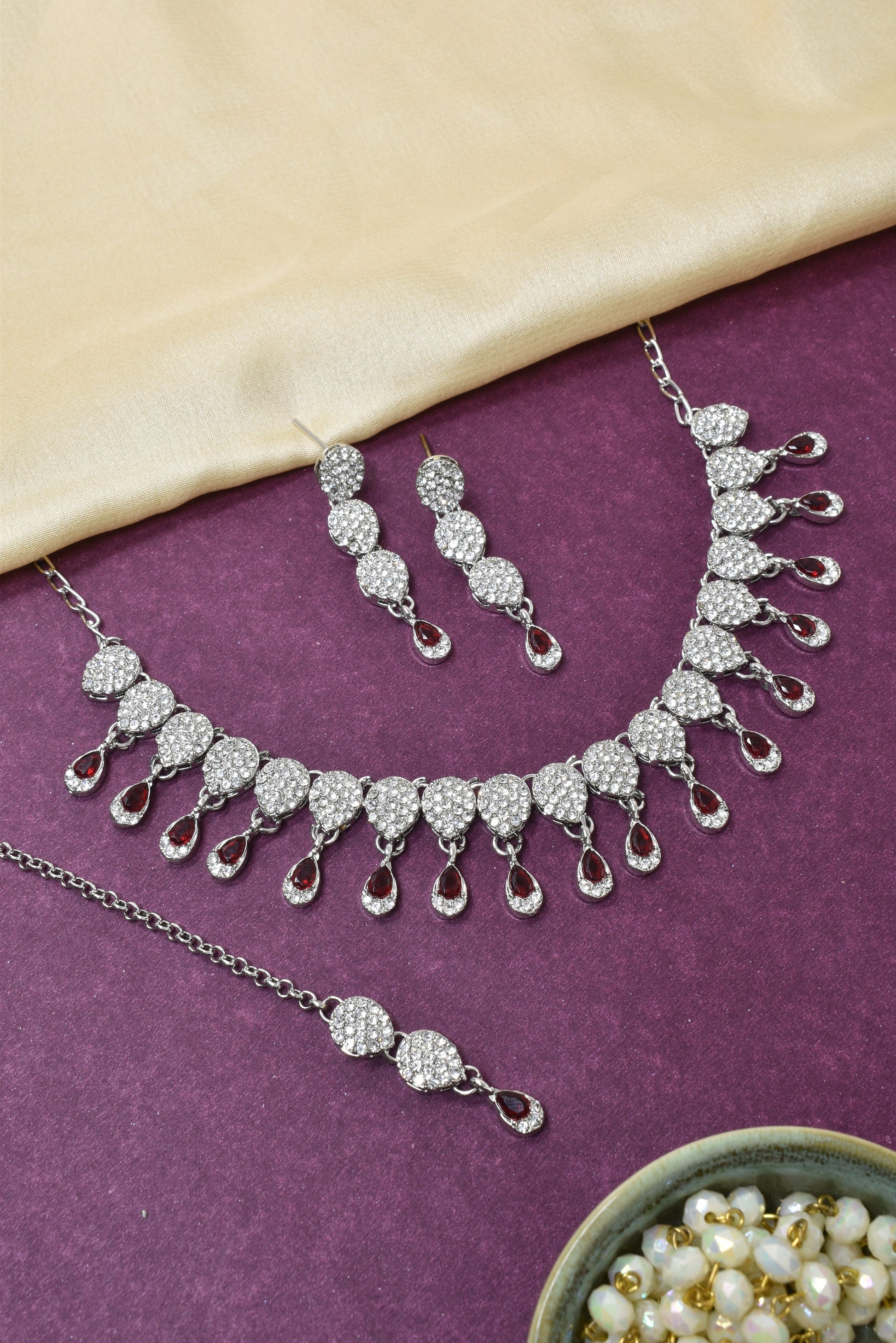 Necklace,american diamond set,ad set,silver set