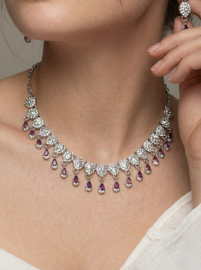 Necklace,american diamond set,ad set,silver set