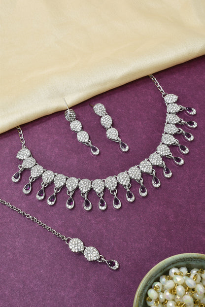 Necklace,american diamond set,ad set,silver set