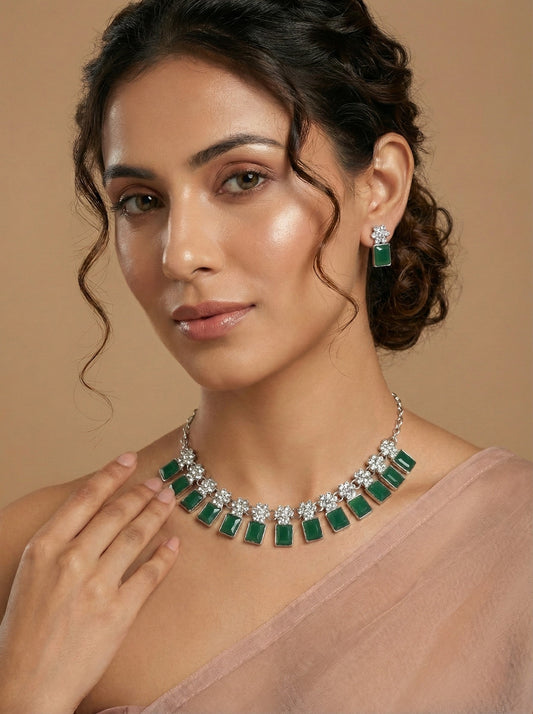 Necklace,american diamond set,ad set,silver set