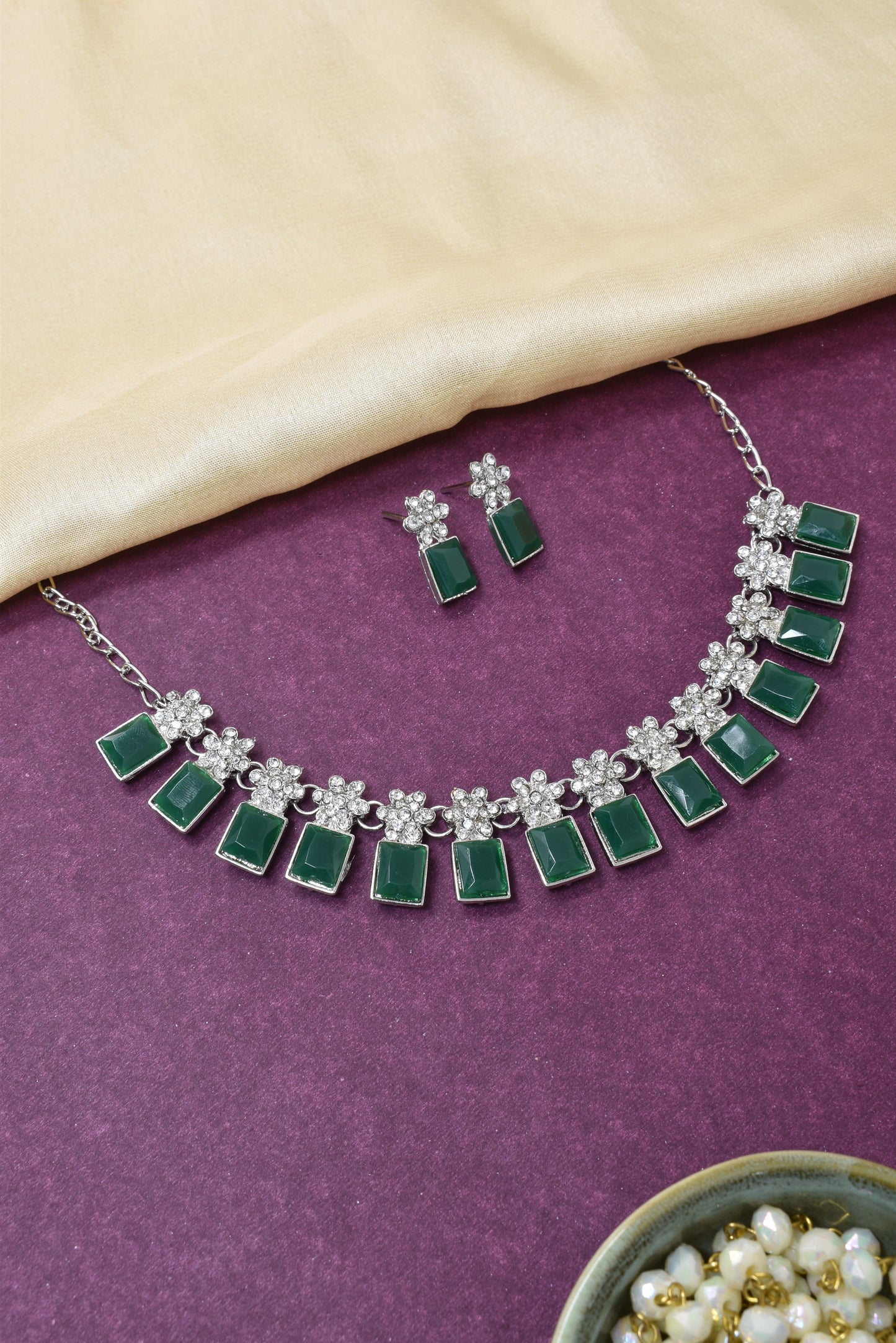 Necklace,american diamond set,ad set,silver set