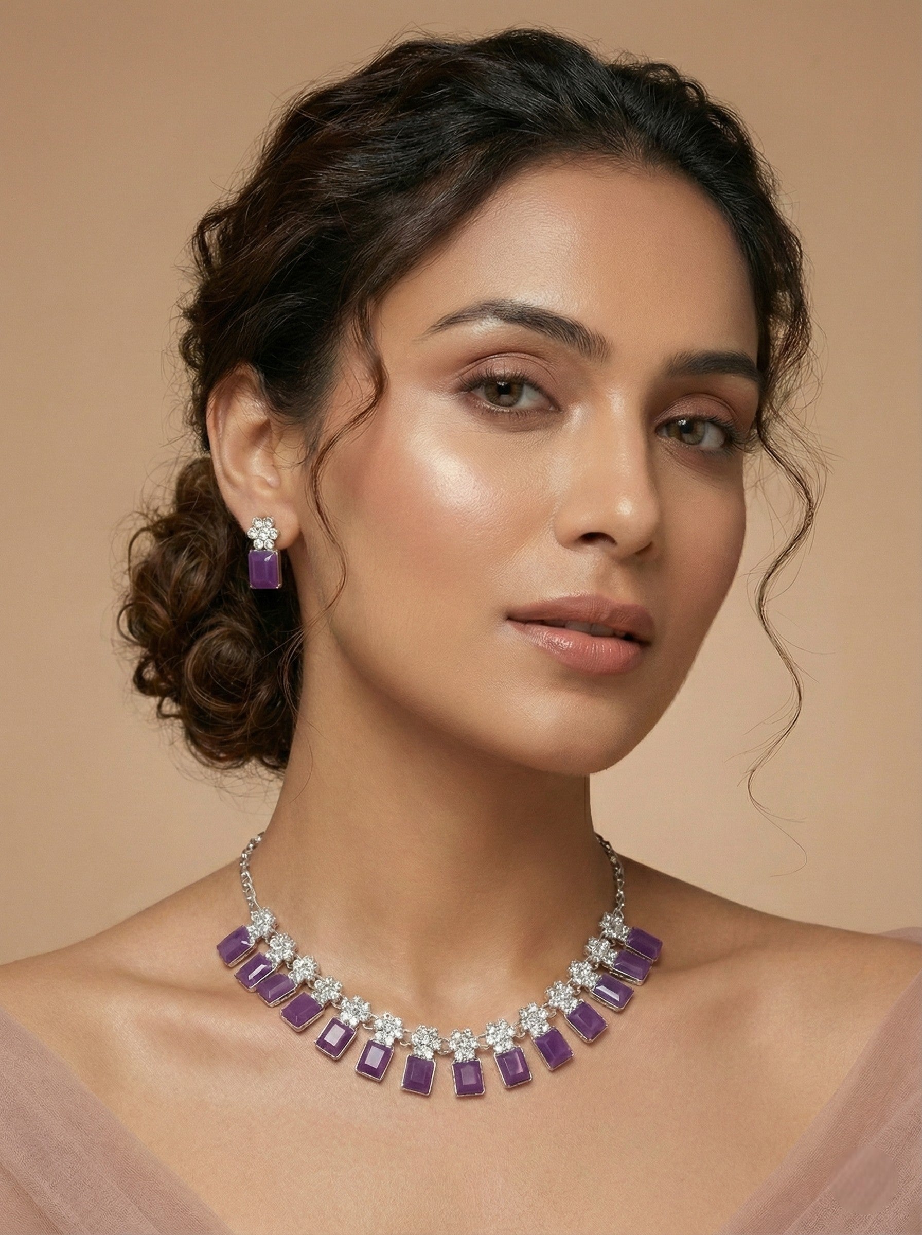 Necklace,american diamond set,ad set,silver set