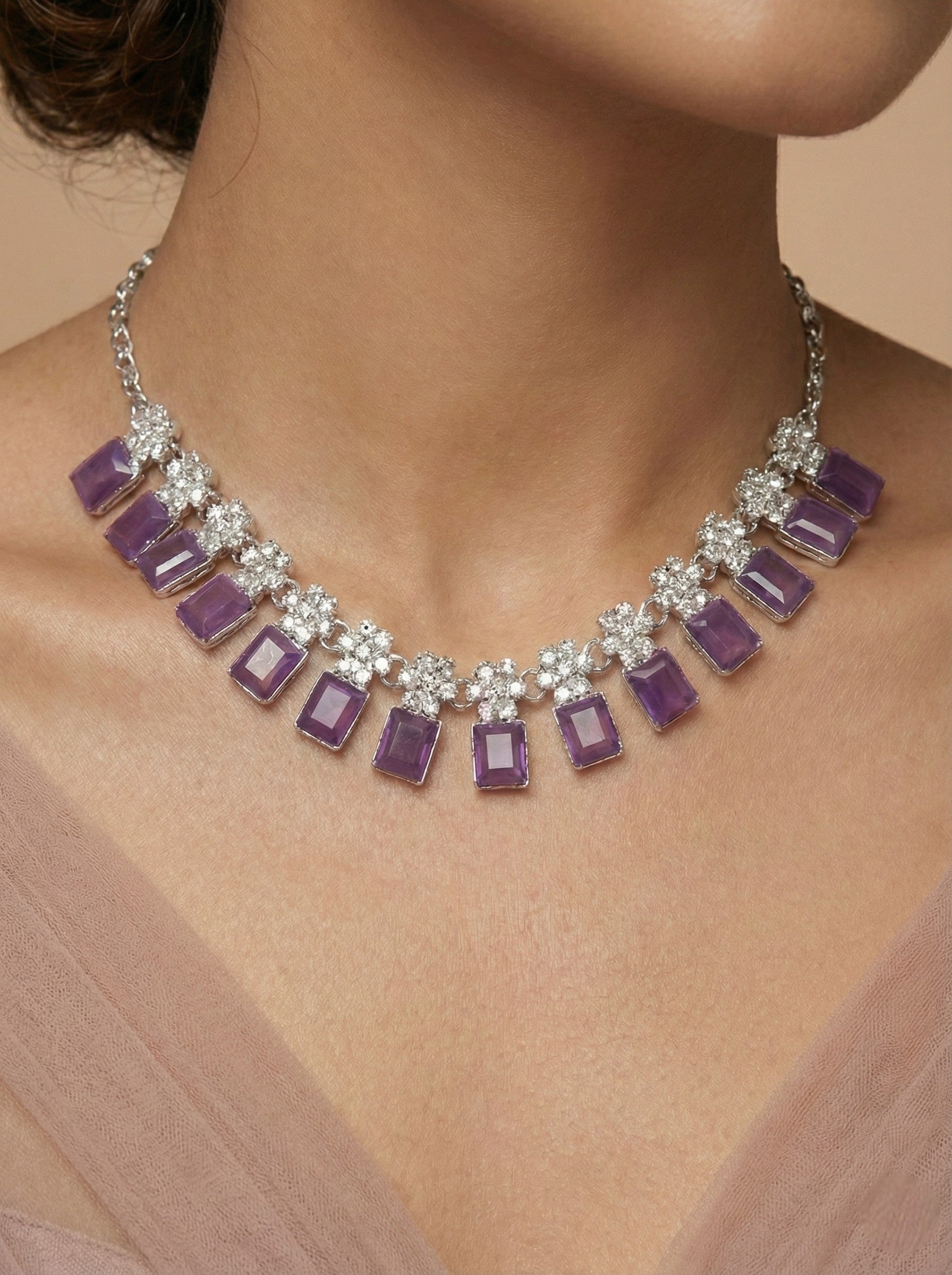 Necklace,american diamond set,ad set,silver set