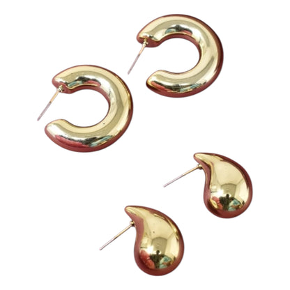 Trendy earring women,Combo earring,golden trending earrings, Pack of 2 Korean Teardrops and hoops earrings studs for women n girls,Korean earring combo,Hoop earrings,drop earrings,tiny earrings,minimlist earrings,celestial higgie earrings for girls n women,gift ideas Korean Jewelery