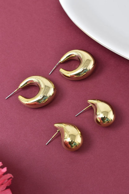 Anti Tarnish Stud Korean Gold plated Minimal Tear Drop Pack of 2  earrings