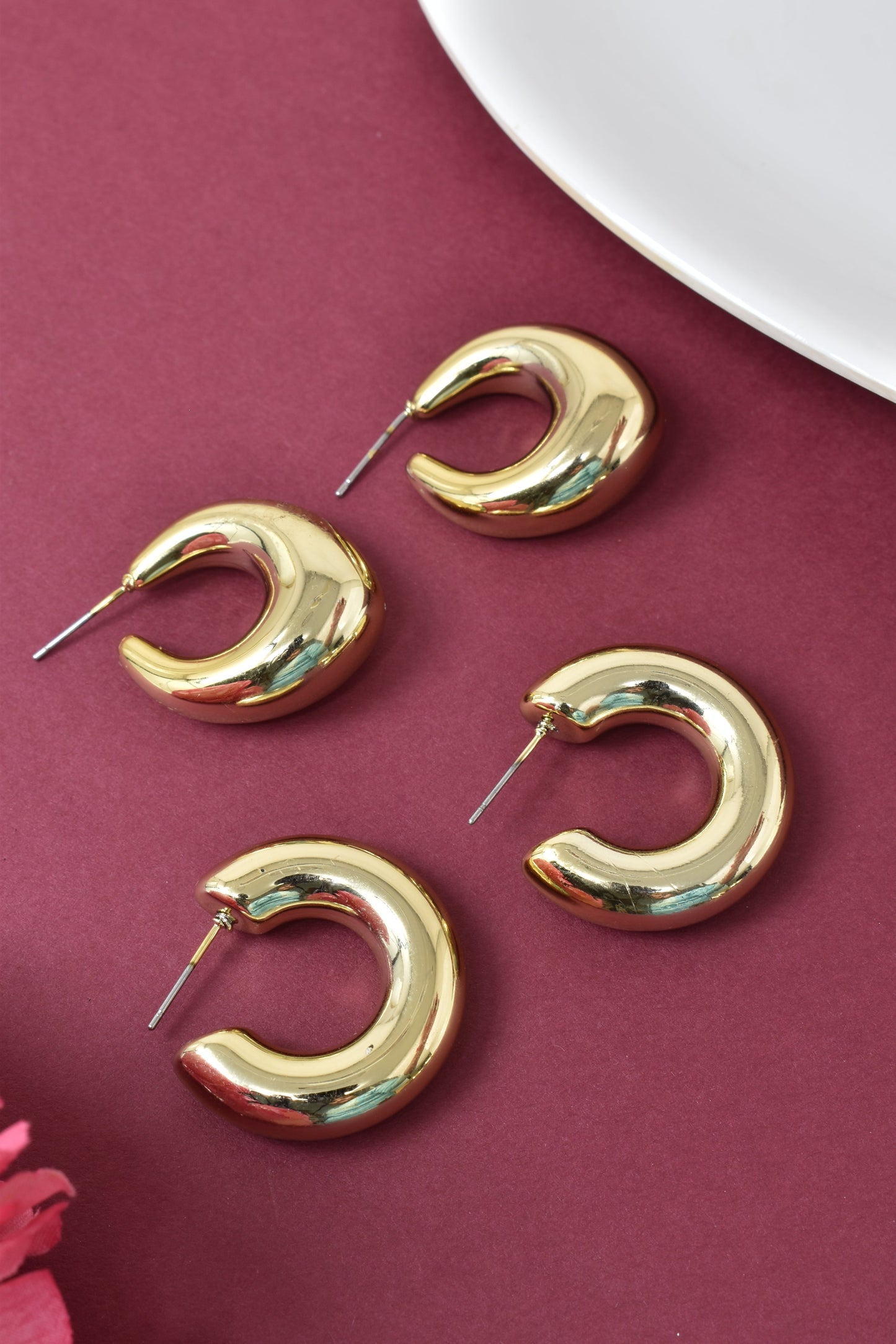 Anti Tarnish Stud Korean Gold plated Minimal Tear Drop Pack of 2  earrings