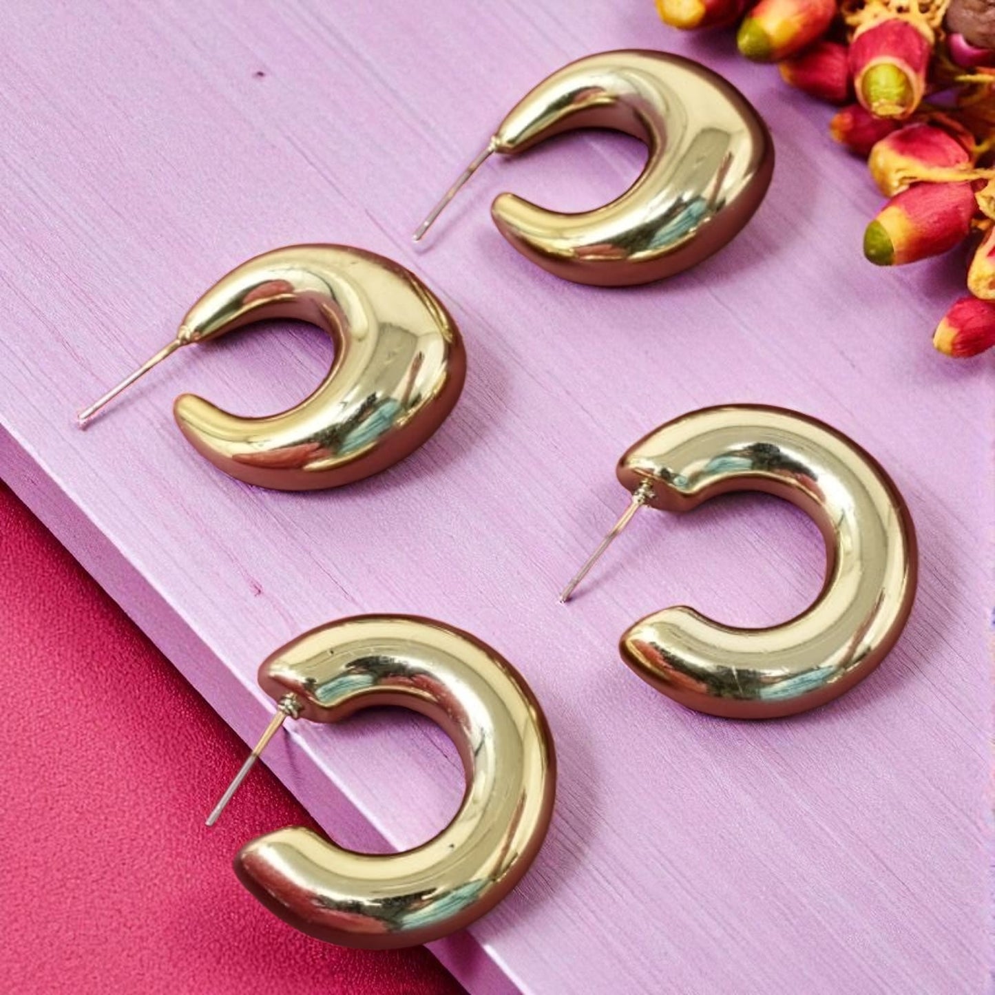 Anti Tarnish Stud Korean Gold plated Minimal Tear Drop Pack of 2  earrings