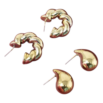 Trendy earring women,Combo earring,golden trending earrings, Pack of 2 Korean Teardrops and hoops earrings studs for women n girls,Korean earring combo,Hoop earrings,drop earrings,tiny earrings,minimlist earrings,celestial higgie earrings for girls n women,gift ideas Korean Jewelery