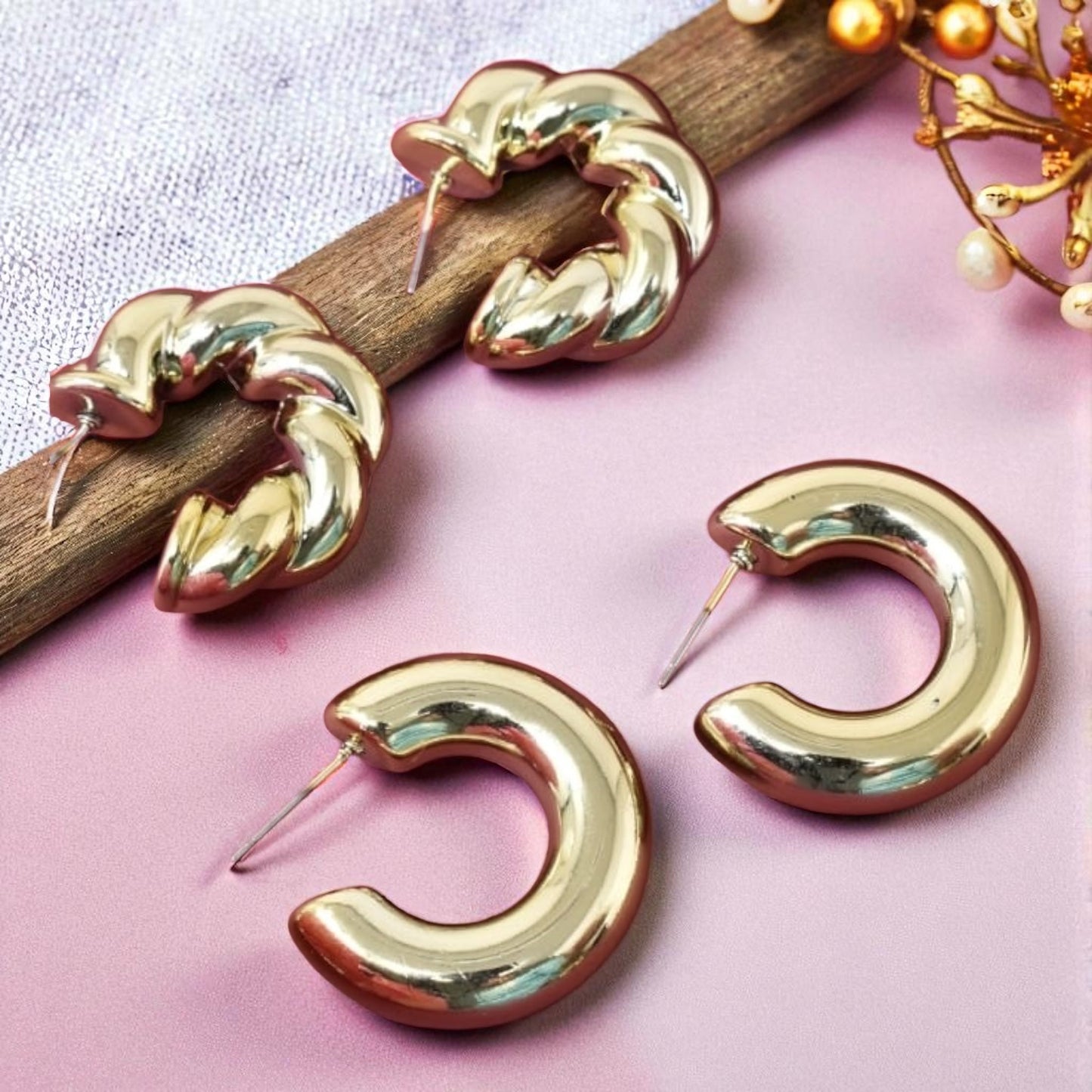 Anti Tarnish Stud Korean Gold plated Minimal Tear Drop Pack of 2  earrings