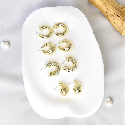 Anti Tarnish Stud  Gold plated Korean Minimal Tear Drop Pack of 4  earrings