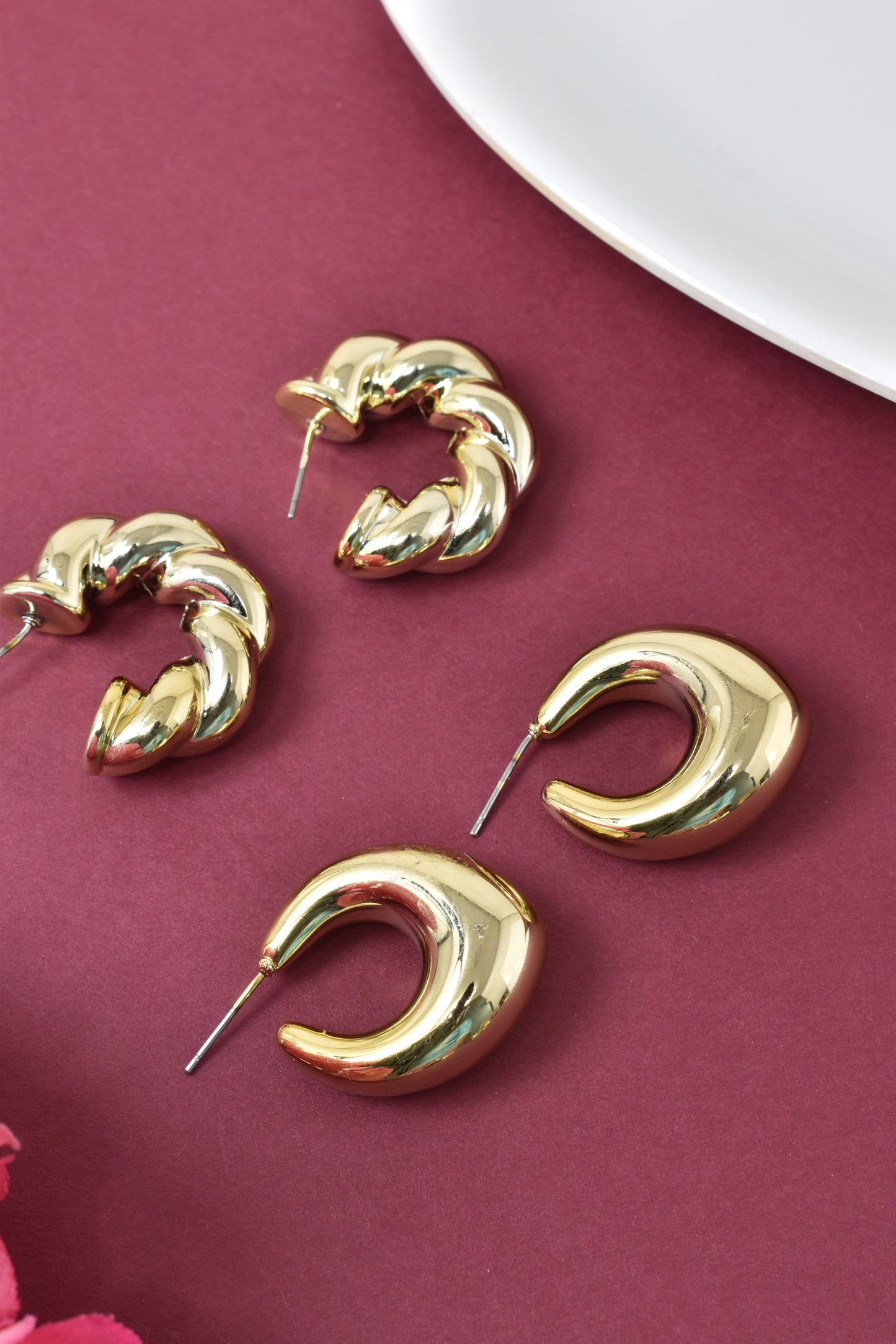 Anti Tarnish Stud Korean Gold plated Minimal Tear Drop Pack of 2  earrings