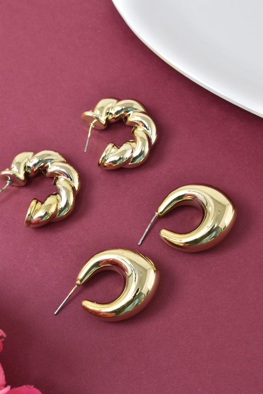 Anti Tarnish Stud Korean Gold plated Minimal Tear Drop Pack of 2  earrings