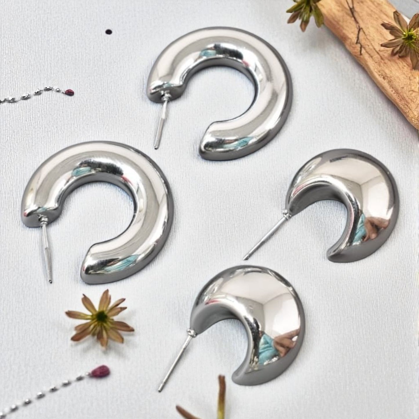 Anti Tarnish Stud  Silver Plated Korean Minimal Tear Drop Pack of 2  earrings