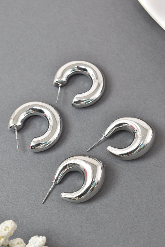 Anti Tarnish Stud  Silver Plated Korean Minimal Tear Drop Pack of 2  earrings