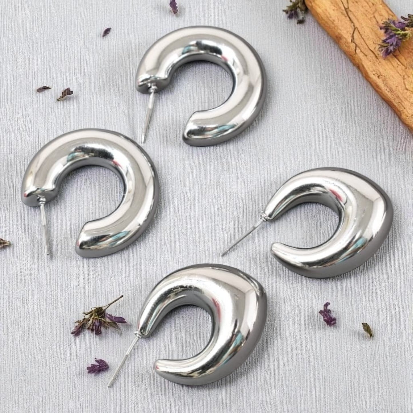 Anti Tarnish Stud  Silver Plated Korean Minimal Tear Drop Pack of 2  earrings