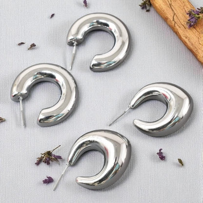 Anti Tarnish Stud  Silver Plated Korean Minimal Tear Drop Pack of 2  earrings