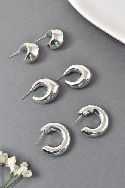 Anti Tarnish Stud Silver Plated Korean Minimal Tear Drop Pack of 3 earrings