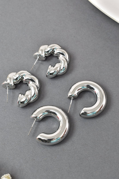 Anti Tarnish Stud  Silver Plated Korean Minimal Tear Drop Pack of 2  earrings