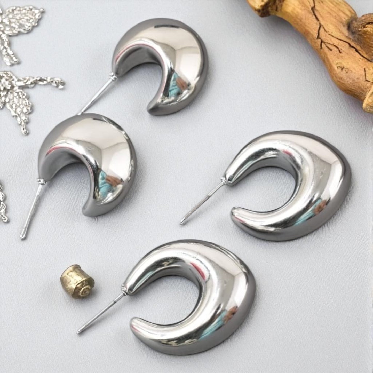 Anti Tarnish Stud  Silver Plated Korean Minimal Tear Drop Pack of 2  earrings