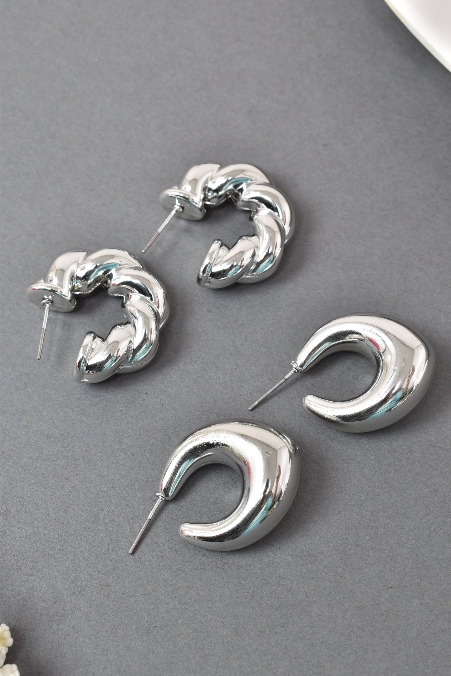 Anti Tarnish Stud  Silver Plated Korean Minimal Tear Drop Pack of 2  earrings