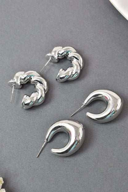 Anti Tarnish Stud  Silver Plated Korean Minimal Tear Drop Pack of 2  earrings