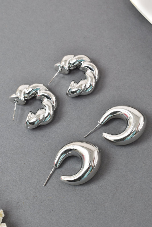 Anti Tarnish Stud  Silver Plated Korean Minimal Tear Drop Pack of 2  earrings