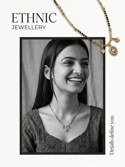 Gold-Toned Stone Studded Mangalsutra with Matching Earrings Combo Set