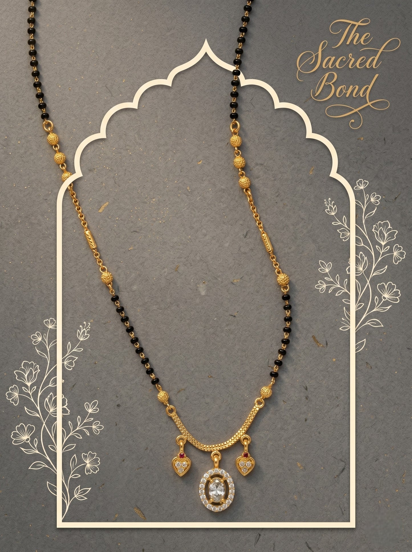 Gold-Toned Stone Studded Mangalsutra with Matching Earrings Combo Set