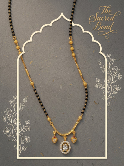 Gold-Toned Stone Studded Mangalsutra with Matching Earrings Combo Set