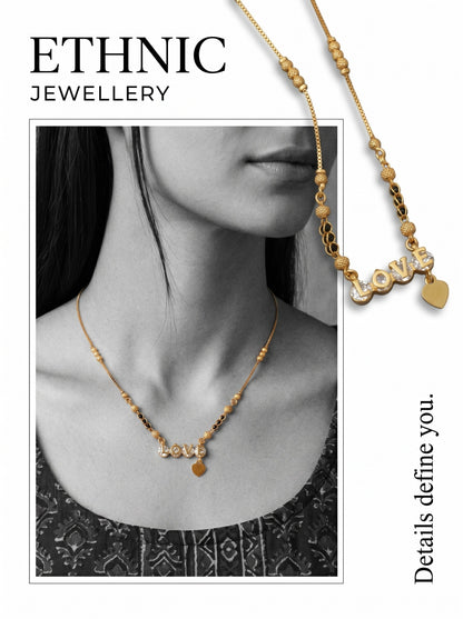 Gold-Toned Stone Studded Mangalsutra with Matching Earrings Combo Set