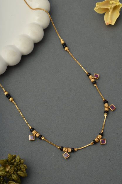 Gold-Toned Stone Studded Mangalsutra with Matching Earrings Combo Set