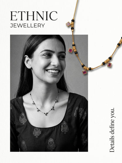 Gold-Toned Stone Studded Mangalsutra with Matching Earrings Combo Set